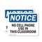 Signmission No Cell Phone Use In This Classroom, 5 in W x Rectangle, Vinyl Decal OS-2PACK-NS-D-35-L-16028 - alternate 1